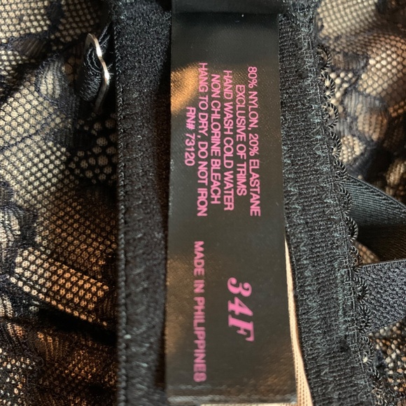 Frederick’s of Hollywood black two toned lacy underwire bra. Size 34F - Picture 9 of 9